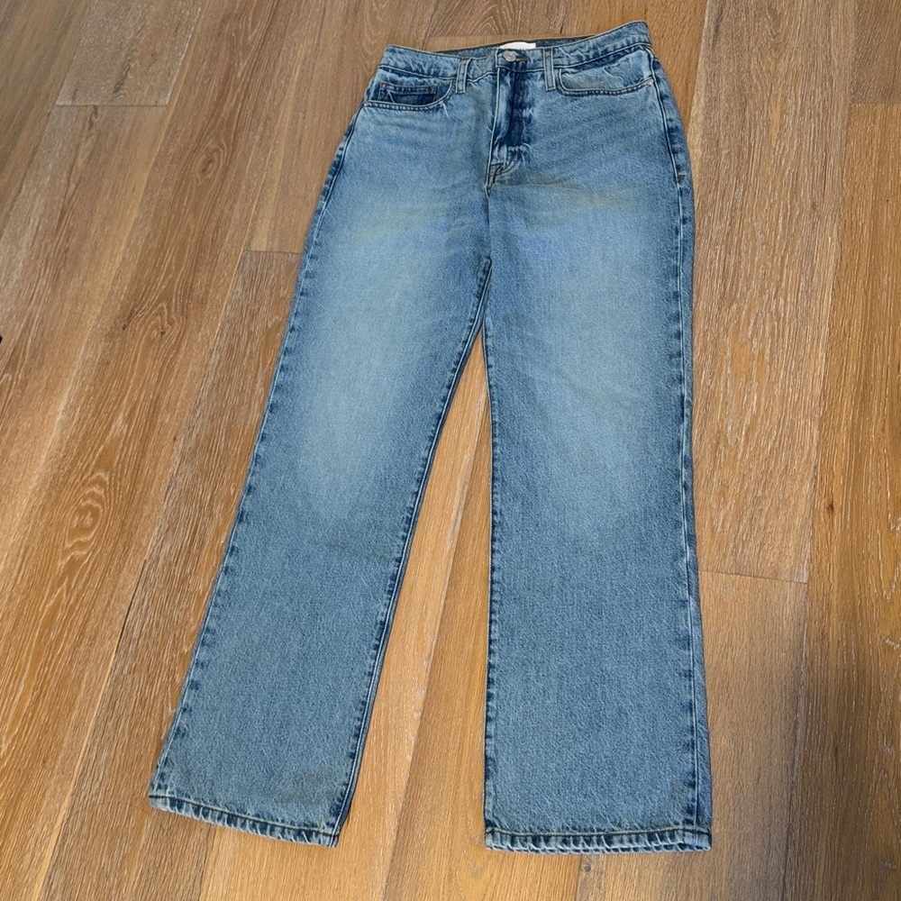 Frame Le Pixie Jane high rise straight denim blue jeans